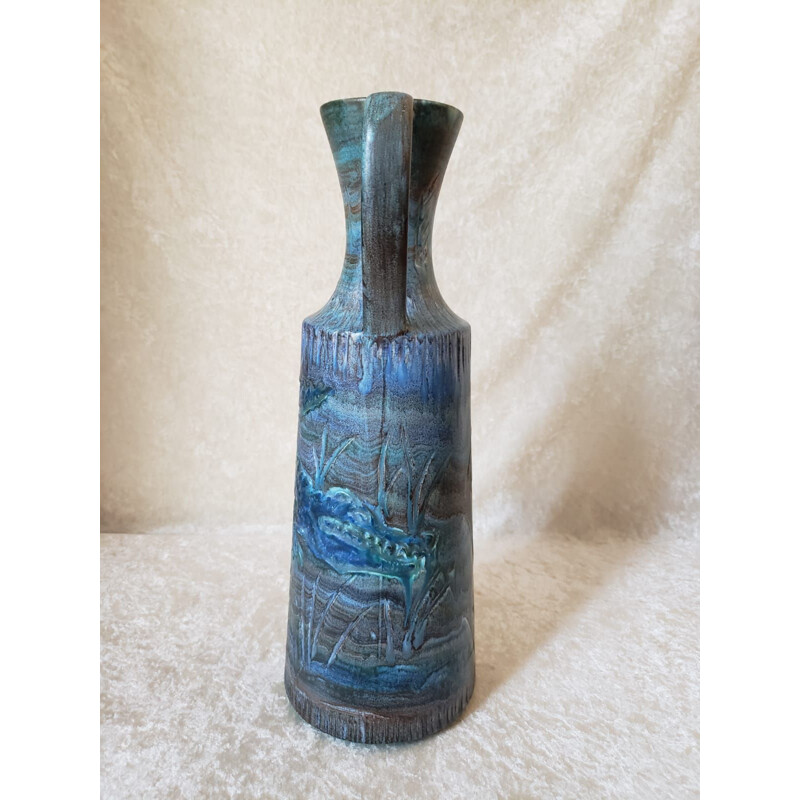Vase vintage en céramique émaillée par Cocéram, Belgique 1960