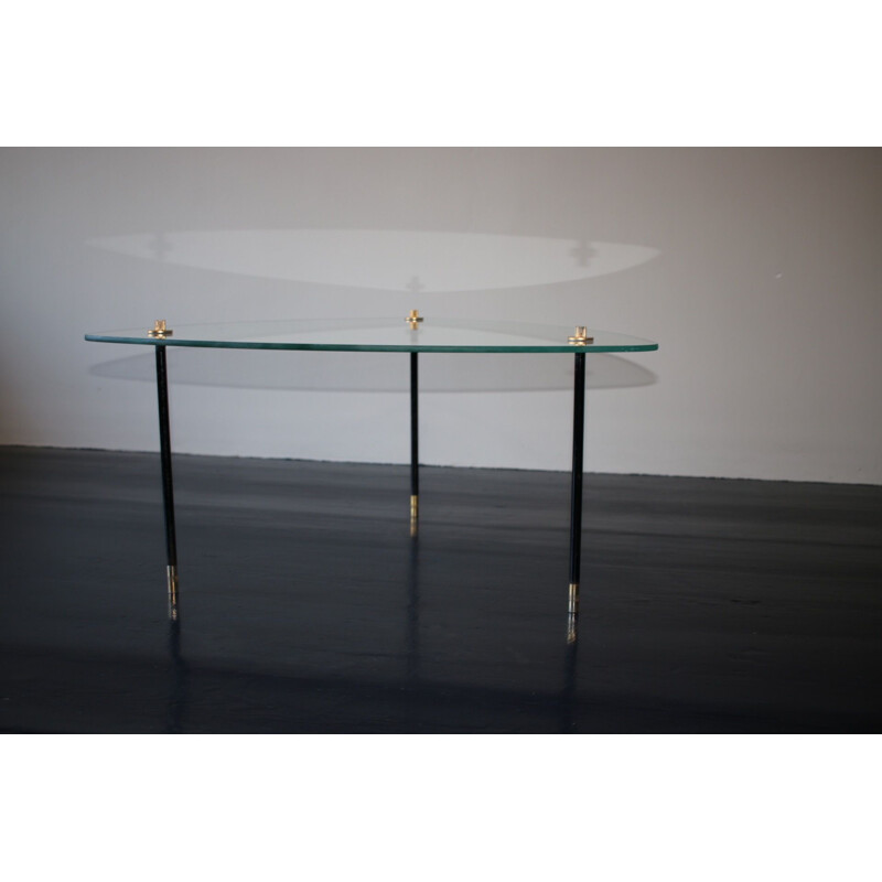 Vintage glass and black painted brass side table