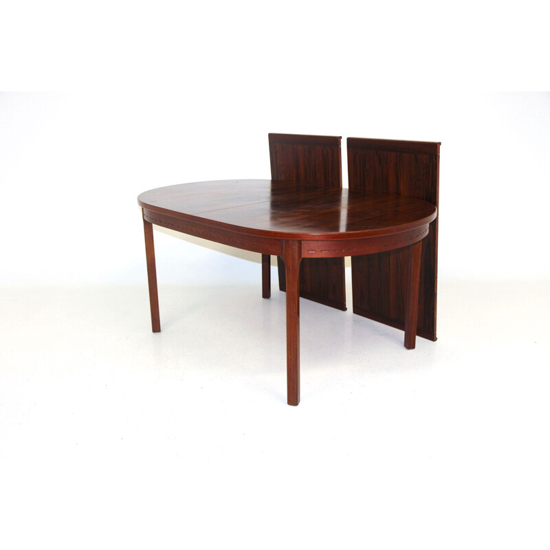 Vintage rosewood table with 2 extensions, Sweden 1960