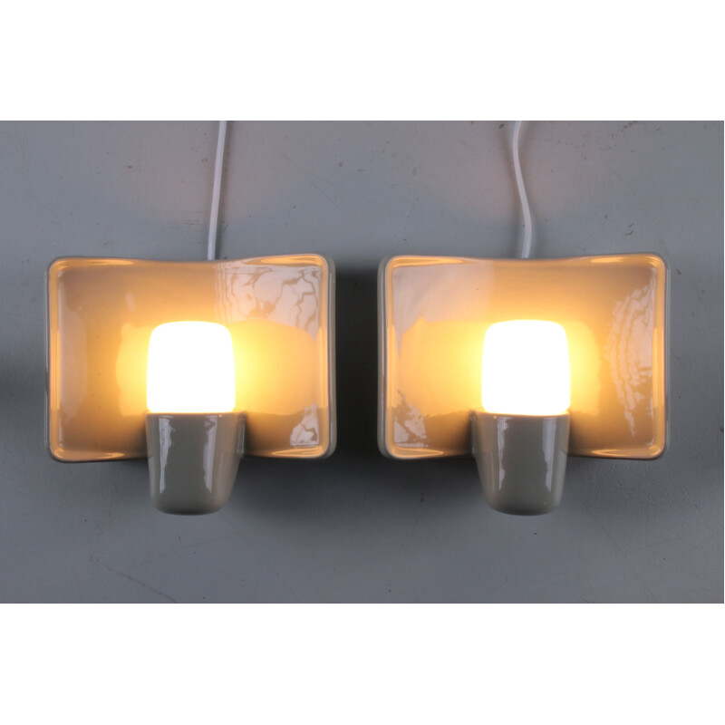 Pair of vintage wall lamps by Willhelm Wagenfeld for Lindner Leuchten, 1970s