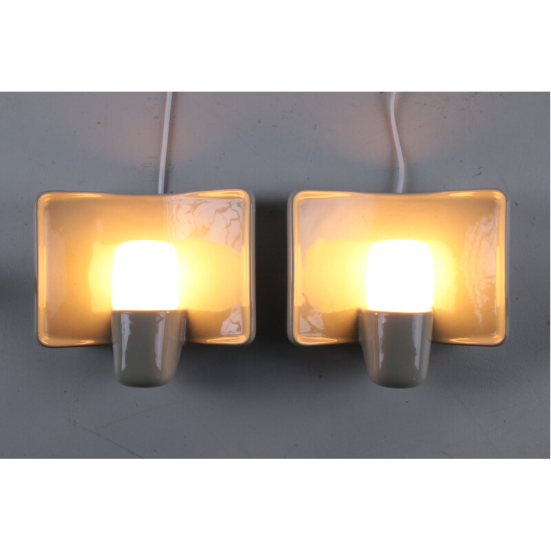 Pair of vintage wall lamps by Willhelm Wagenfeld for Lindner Leuchten, 1970s