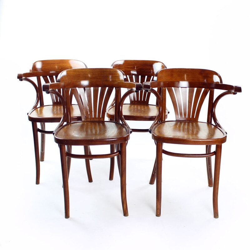 Set of 4 vintage bistro chairs, Czechoslovakia 1970s