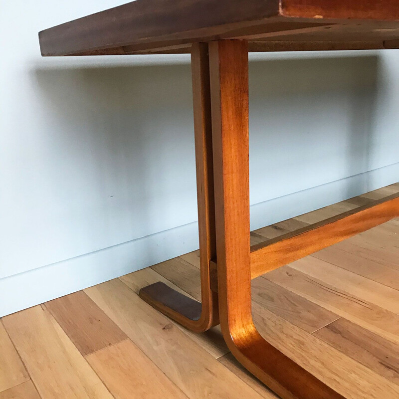 Table basse vintage en bois, Tchécoslovaquie 1950