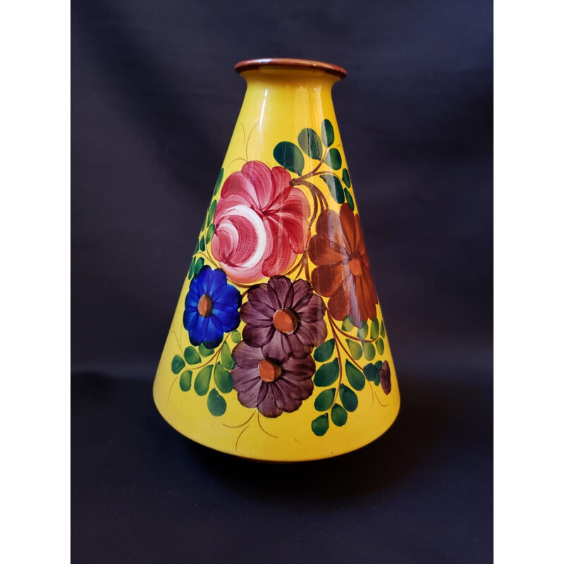 Vase vintage fond jaune par Andréa Galvani, 1925