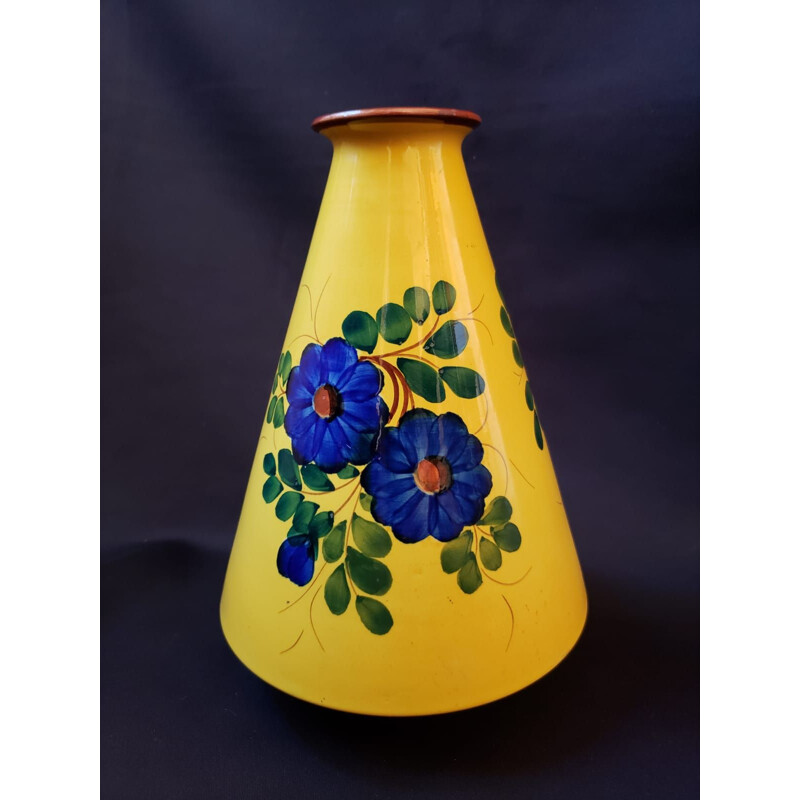 Vase vintage fond jaune par Andréa Galvani, 1925