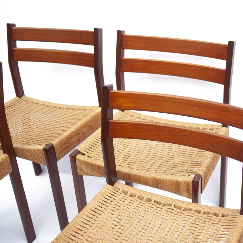 Ensemble de 4 chaises danoises vintage en teck par Arne Hovmand Olsen pour Mogens Kold, 1970