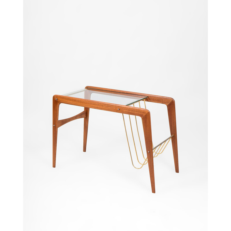 Vintage teak and glass coffee table with stand, Denmark 1960
