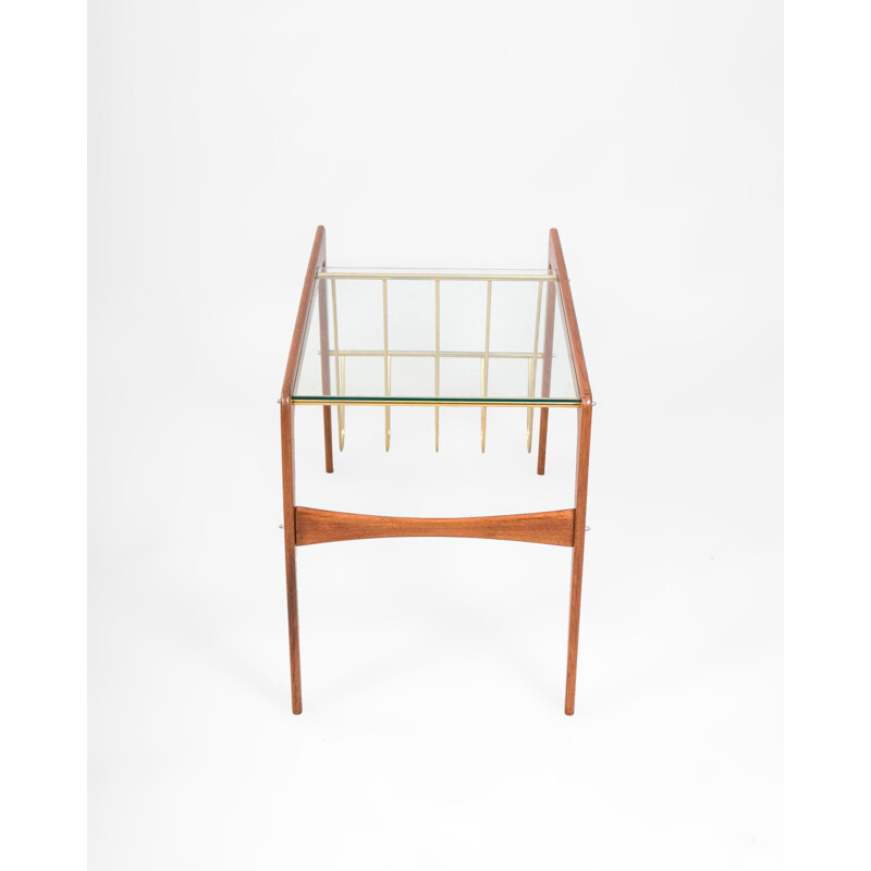 Vintage teak and glass coffee table with stand, Denmark 1960