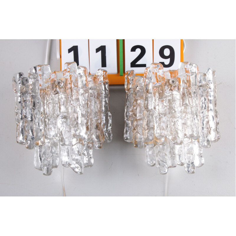 Pair of vintage glass wall lamp by J. T. Kalmar, 1960