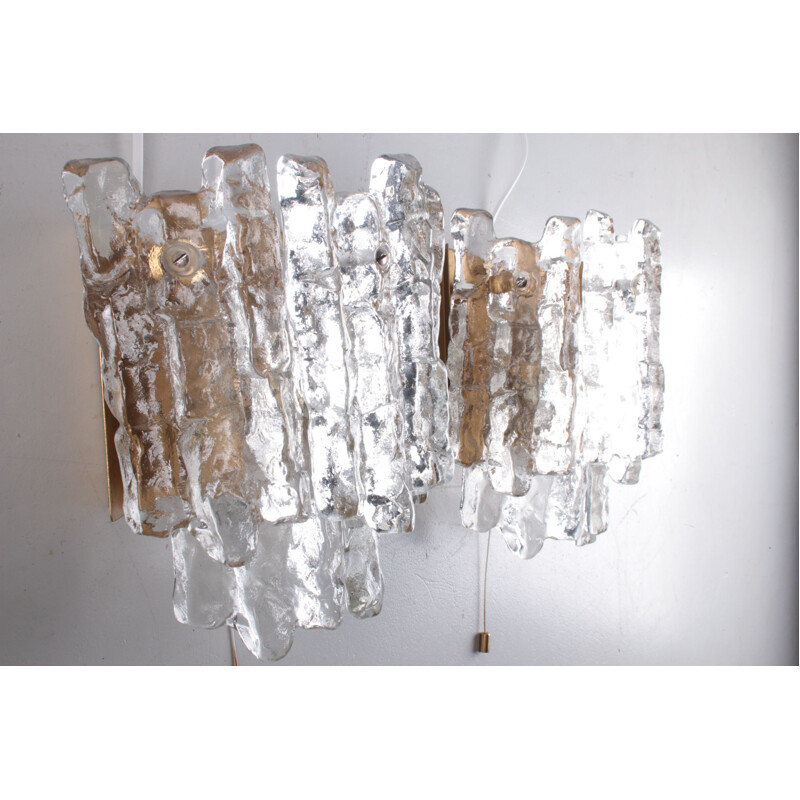 Pair of vintage glass wall lamp by J. T. Kalmar, 1960