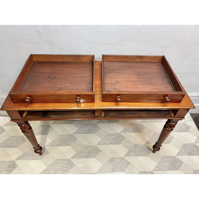 Victorian vintage mahogany desk with drawers by Heal & Son