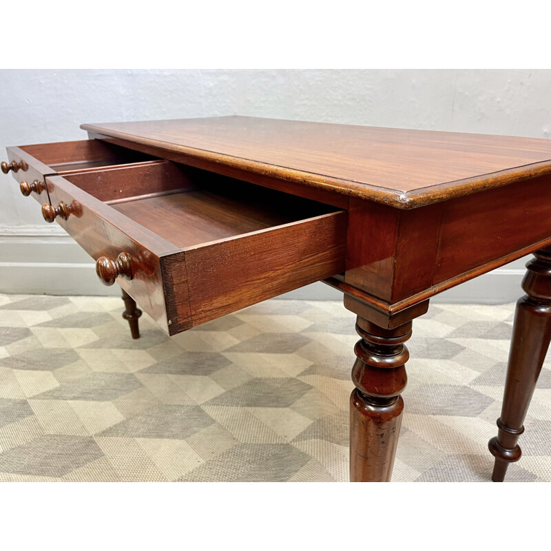 Victorian vintage mahogany desk with drawers by Heal & Son