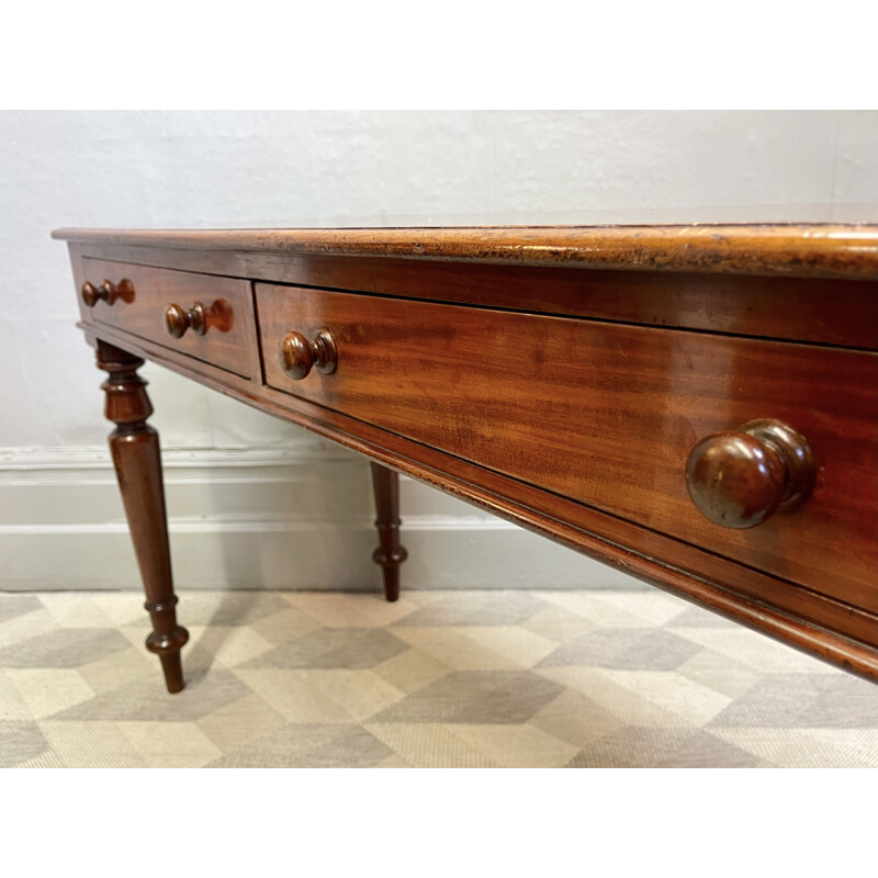 Victorian vintage mahogany desk with drawers by Heal & Son