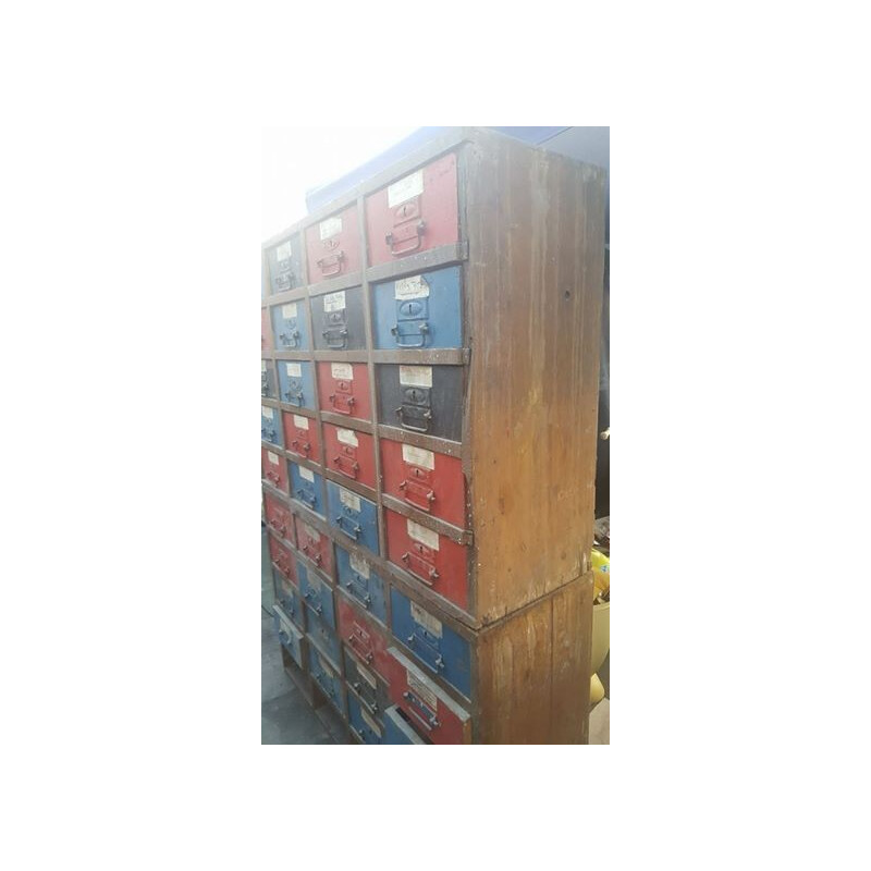 Large industrial storage with 36 drawers - 1950s