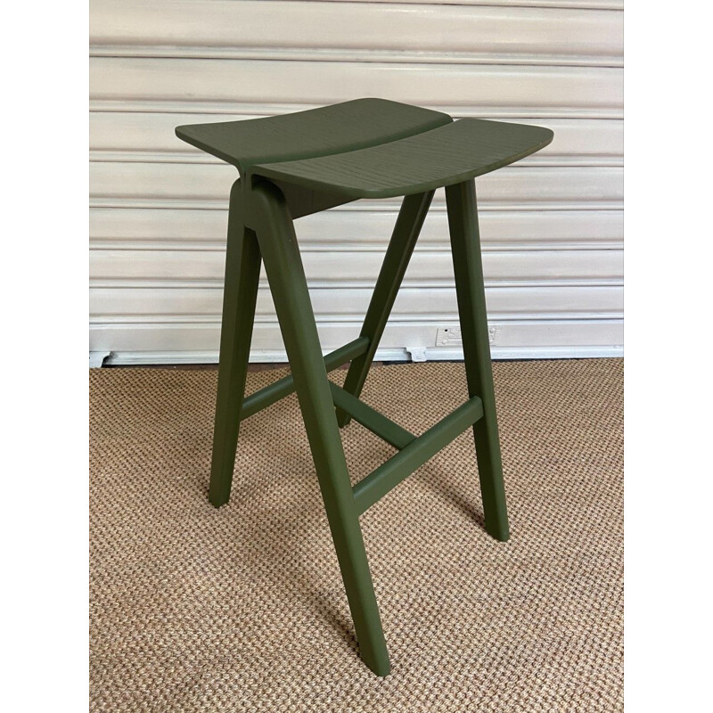 Set of 3 vintage oakwood stools by Hay, 2015