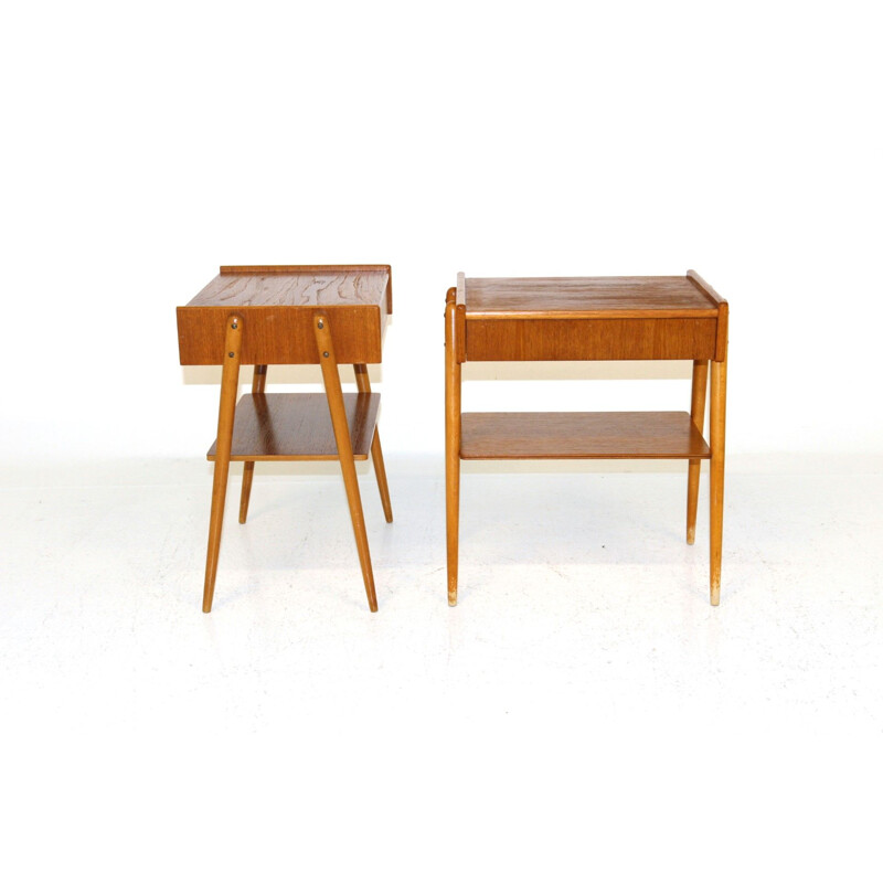 Pair of vintage teak night stands by Carlstöm and co Möbelfabrik, Sweden 1960