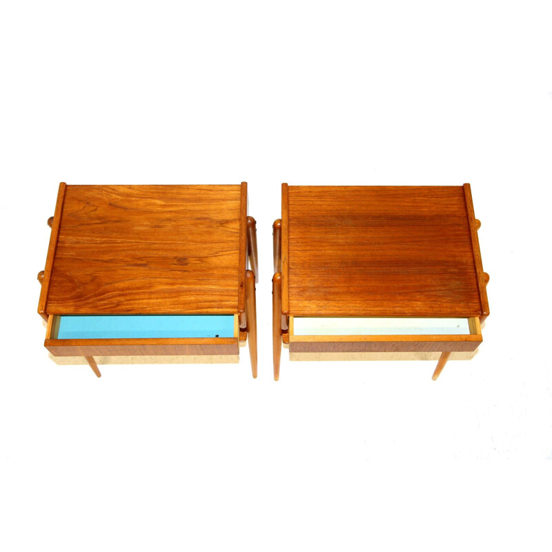 Pair of vintage teak night stands by Carlstöm and co Möbelfabrik, Sweden 1960