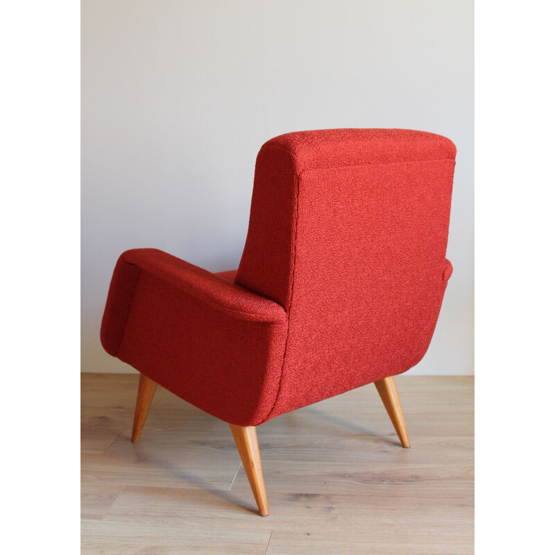 Pair of vintage foam and fabric armchairs, 1950