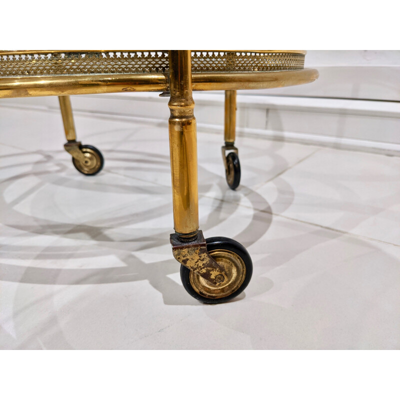 Vintage gilded brass and glass trolley, 1960