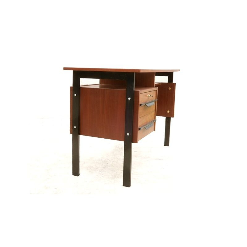 Bureau vintage moderniste en bois, 1960-1970