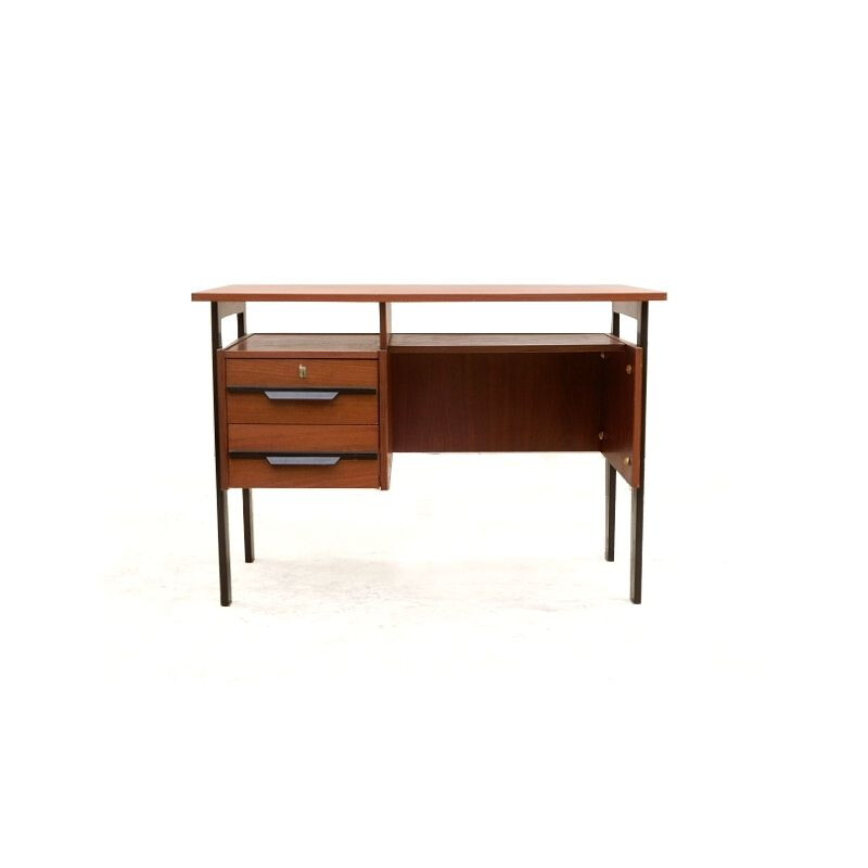 Bureau vintage moderniste en bois, 1960-1970