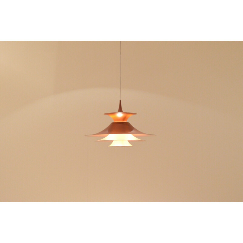 Føg & Morup "Radius" hanging lamp in orange metal, Eric BALSLEV - 1960s