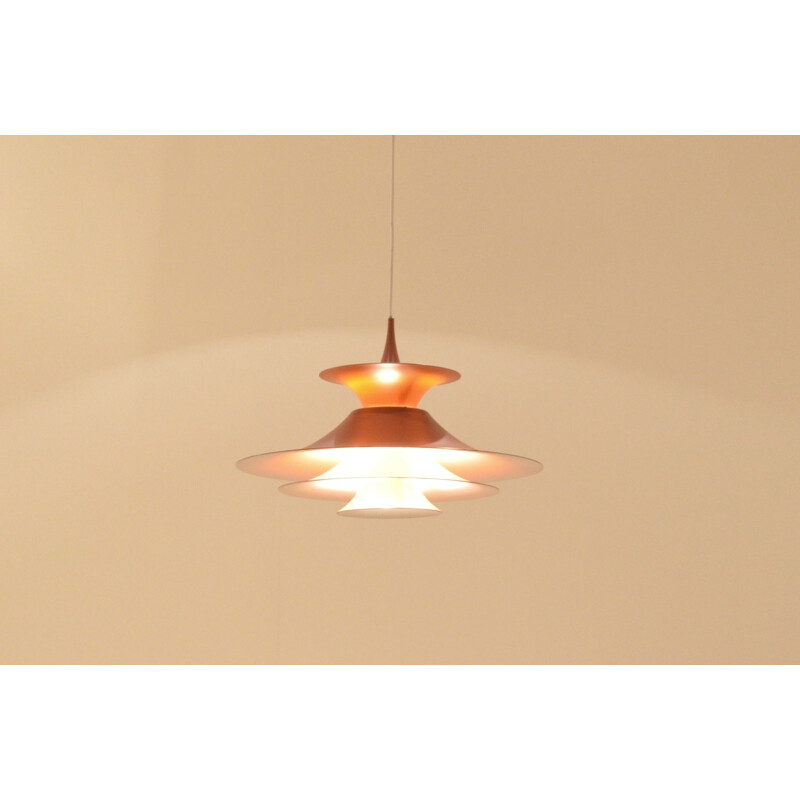 Føg & Morup "Radius" hanging lamp in orange metal, Eric BALSLEV - 1960s