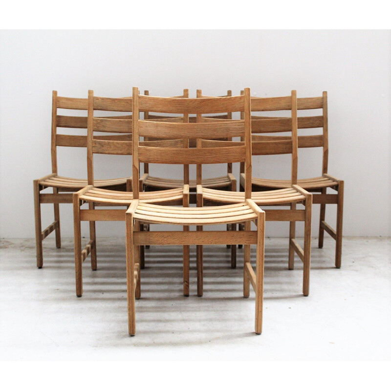 Ensemble de 6 chaises vintage scandinaves en chêne clair par Kurt Ostervig pour Kp Möbler, Danemark 1960