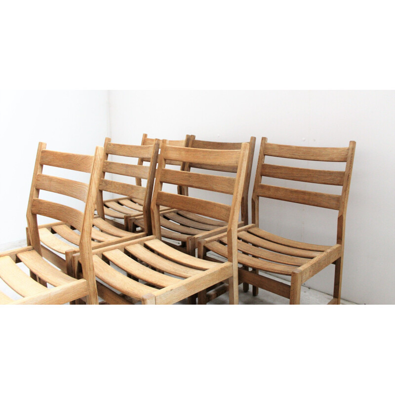 Set of 6 Scandinavian vintage chairs in light oakwood by Kurt Ostervig for Kp Möbler, Denmark 1960