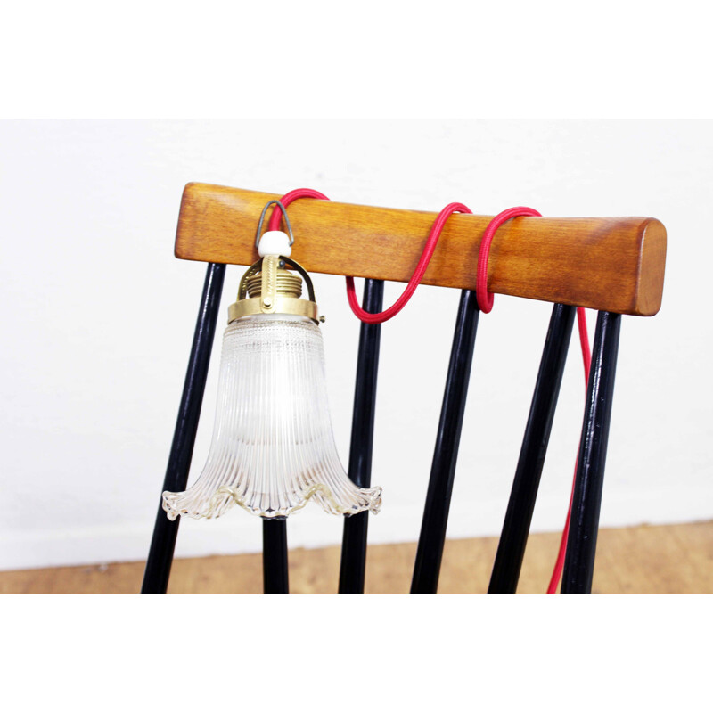 Lampe baladeuse vintage en verre holophane, 1950-1960