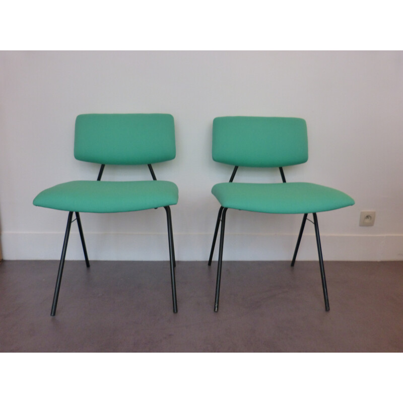 Set of 4 compass chairs, Pierre GUARICHE - 1950s