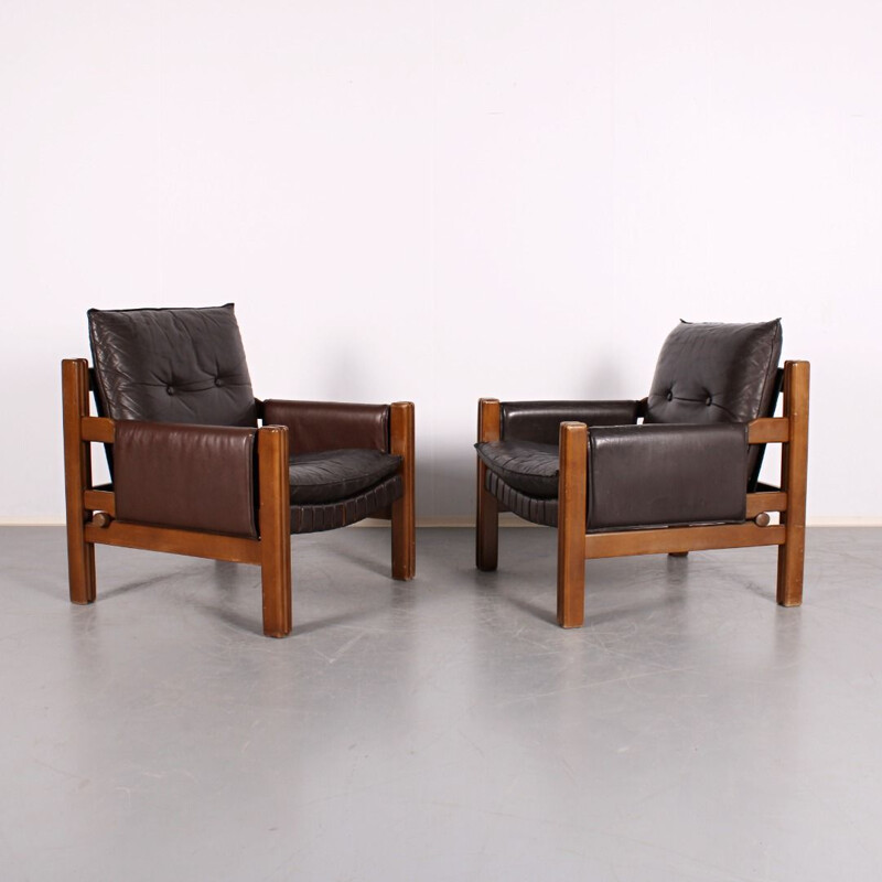 Pair of vintage armchairs by Ton