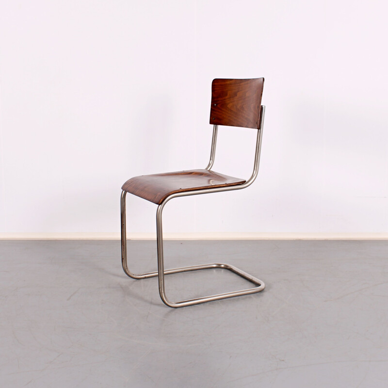 Pair of vintage tubular dining chairs by Mart Stam