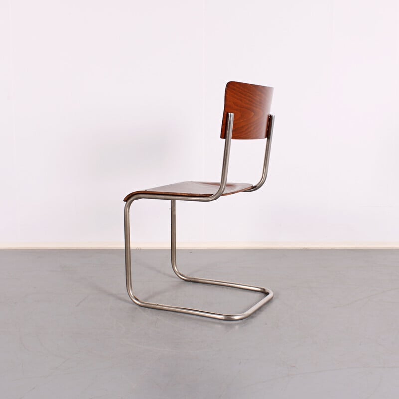 Pair of vintage tubular dining chairs by Mart Stam