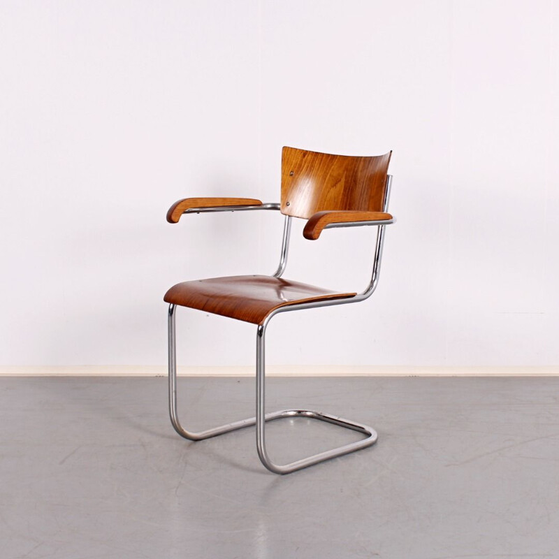 Vintage tubular dining chair by Mart Stam