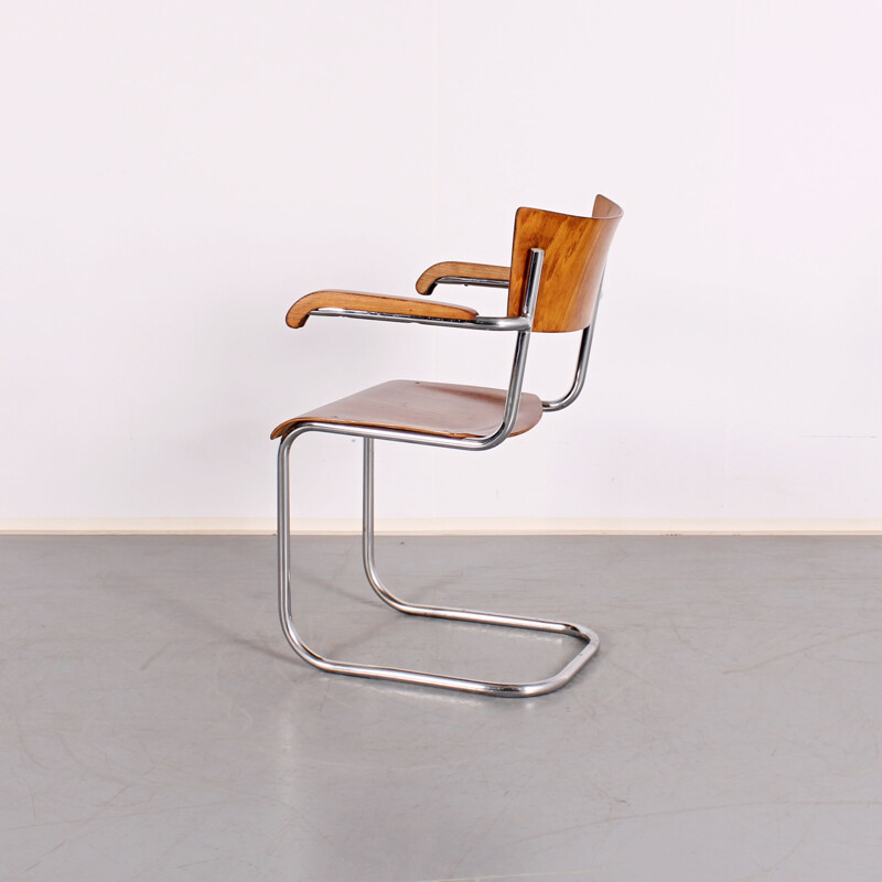 Vintage tubular dining chair by Mart Stam