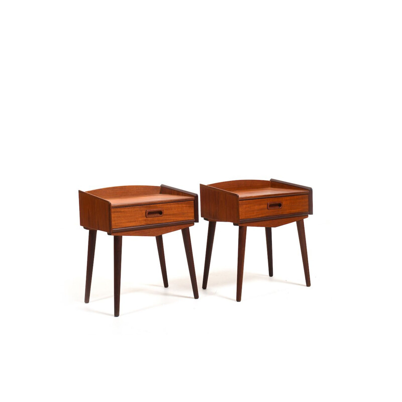 Pair of vintage Danish night stands in teak by Uhrhøj Møbelfabrik, 1950s