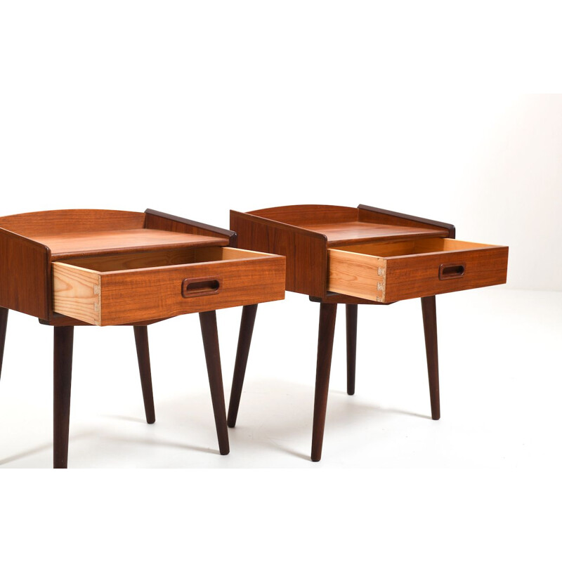 Pair of vintage Danish night stands in teak by Uhrhøj Møbelfabrik, 1950s