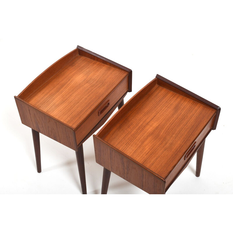 Pair of vintage Danish night stands in teak by Uhrhøj Møbelfabrik, 1950s