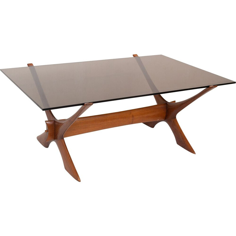 Condor" vintage teakhouten salontafel met rookglas van Fredrik Schriever-Abeln voor Örebro, Zweden 1960