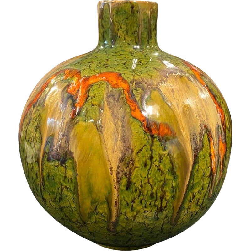 Vase italien vintage en céramique peint à la main par Bertoncello, 1970