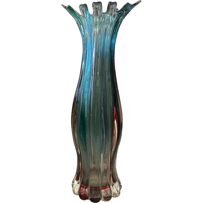 Vintage Sommerso Vase aus Muranoglas von Flavio Poli für Seguso, Italien 1970