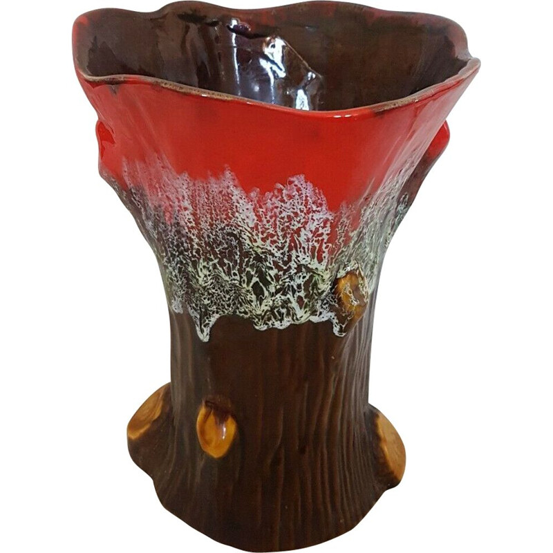 Vase vintage Vallauris en forme de tronc d'arbre, 1970