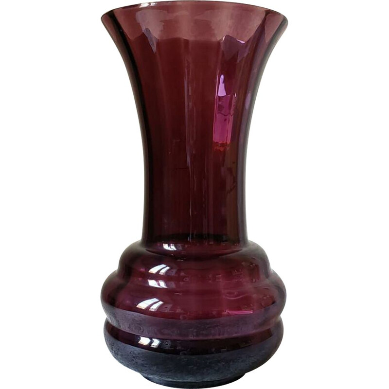 Vintage paarse glazen vaas, 1930