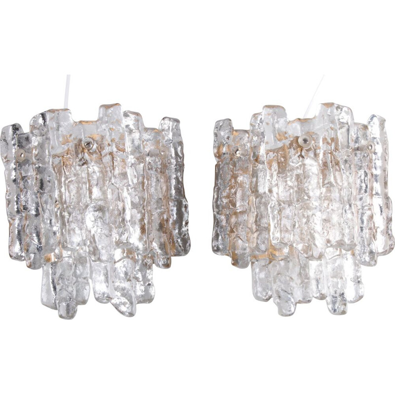 Pair of vintage glass wall lamp by J. T. Kalmar, 1960