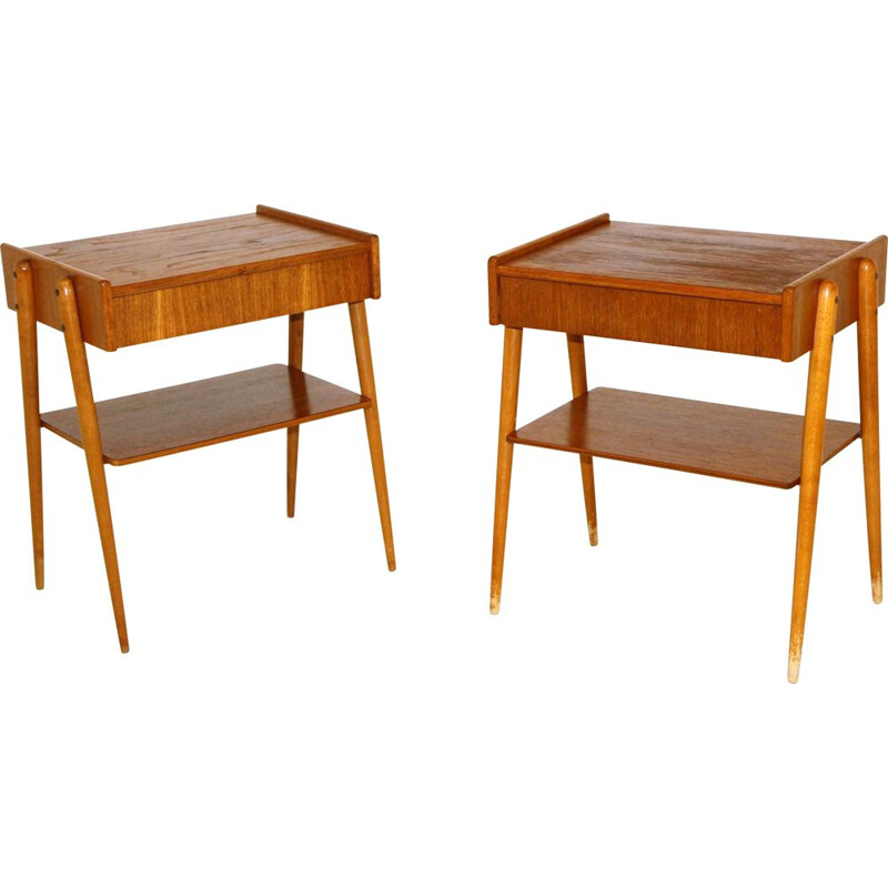 Pair of vintage teak night stands by Carlstöm and co Möbelfabrik, Sweden 1960