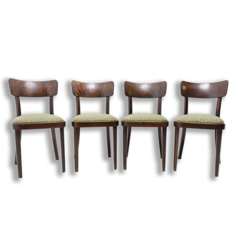 Set of 4 vintage walnut chairs by Thonet, Czechoslovakia 1950