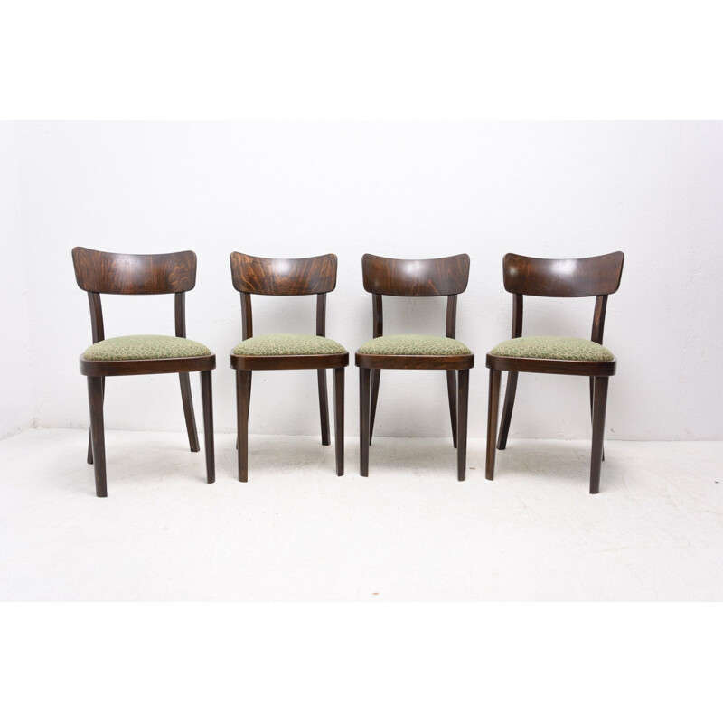 Set of 4 vintage walnut chairs by Thonet, Czechoslovakia 1950