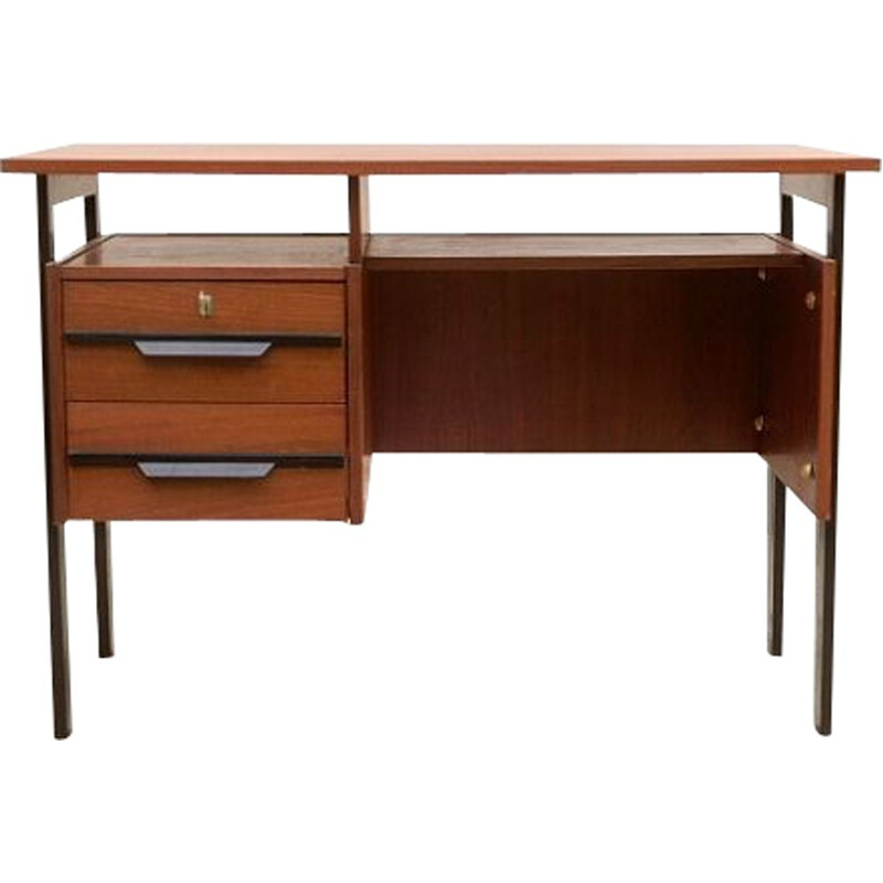 Bureau vintage moderniste en bois, 1960-1970