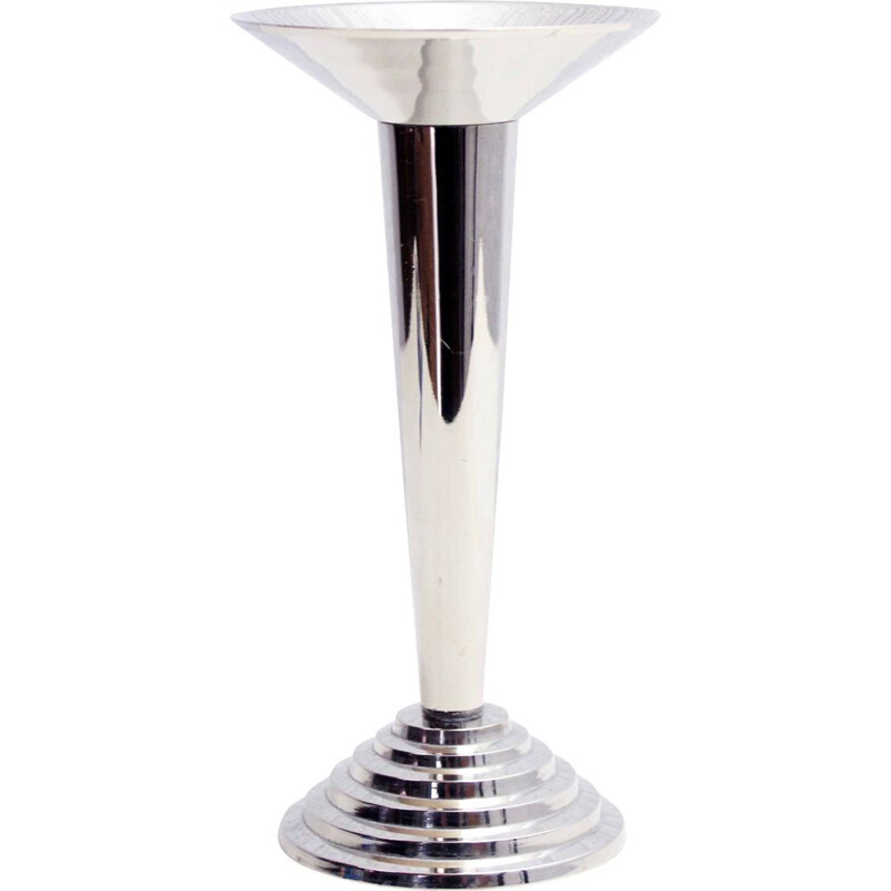 Vintage Art Deco candlestick in silver plated metal